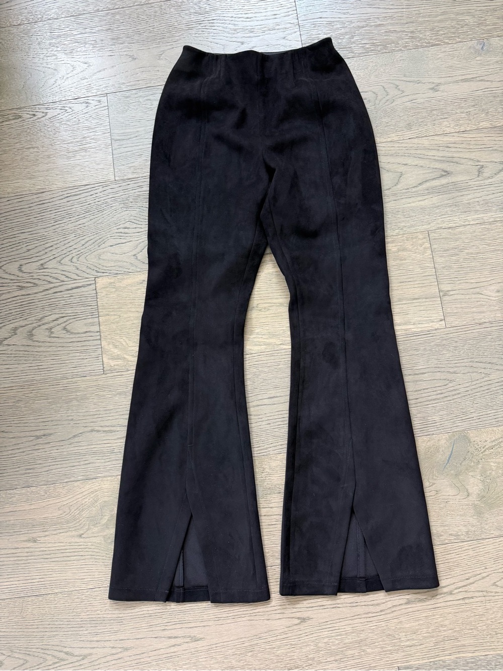 Free People We The Free Slim Velvet Flare Pants Split Hem Size 24 Black